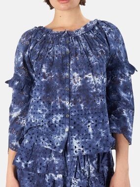 LoveShackFancy Pietro Top in Midnight Hand Dye Size XS NWT